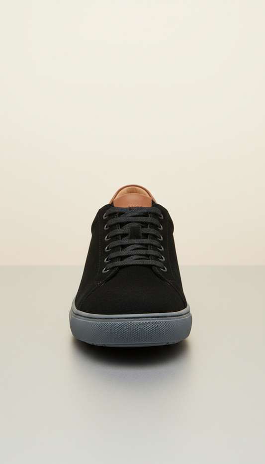 Black Suede Low-Top Sneaker