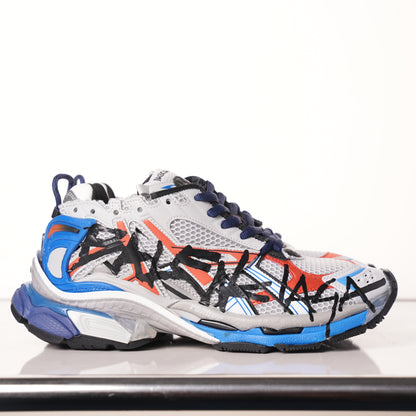 Balenciaga Runner White And Blue Printing 677402 W3RB6 1264