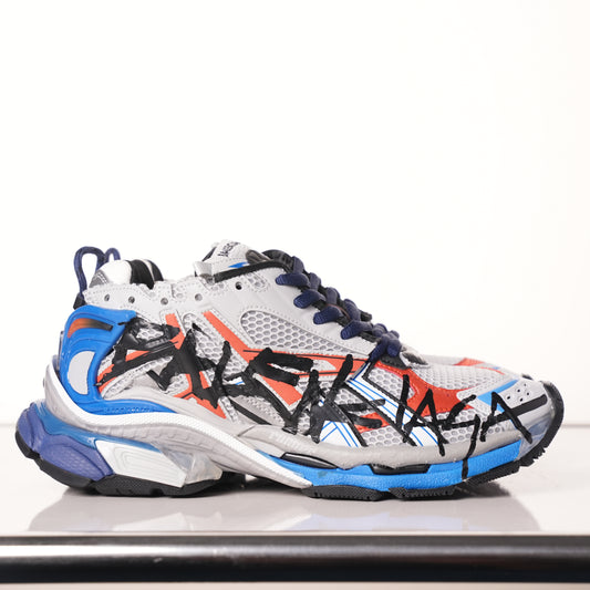 Balenciaga Runner White And Blue Printing 677402 W3RB6 1264