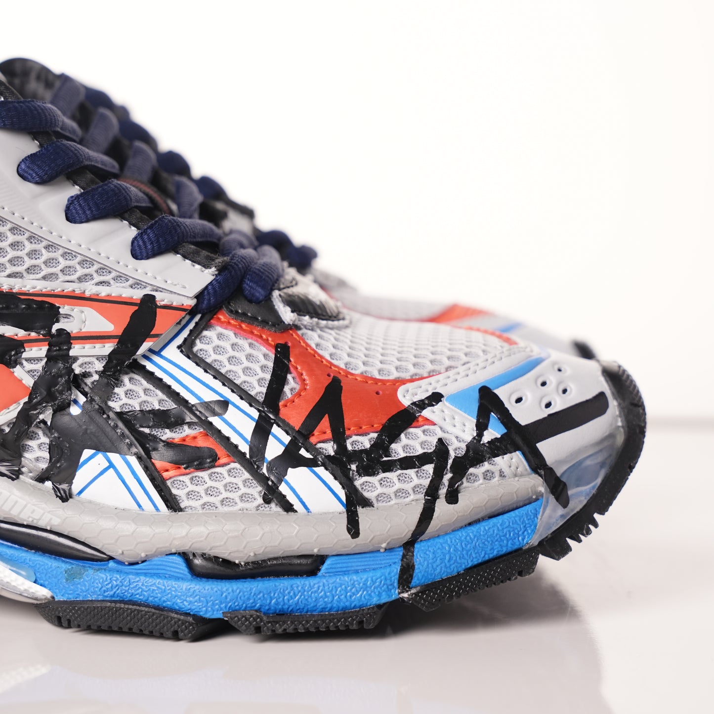 Balenciaga Runner White And Blue Printing 677402 W3RB6 1264