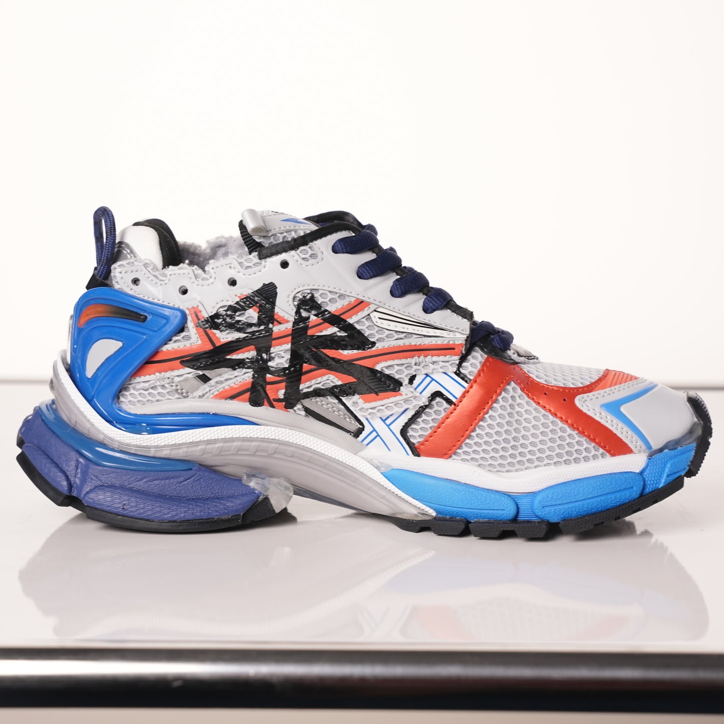 Balenciaga Runner White And Blue Printing 677402 W3RB6 1264