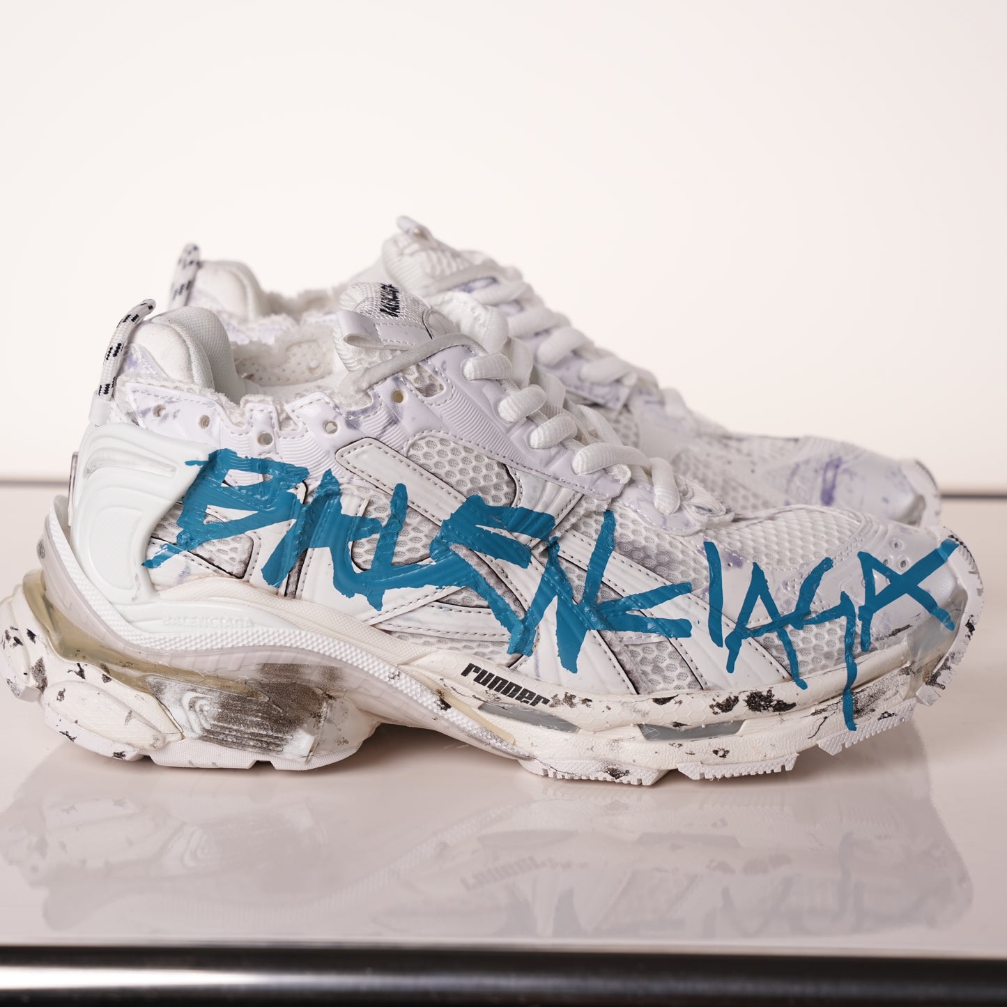 Balenciaga Runner Sneaker 'Graffiti - White Blue' 772774 W3RBQ 9040