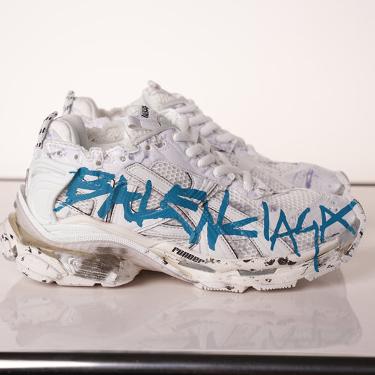 Balenciaga Runner Sneaker 'Graffiti - White Blue' 772774 W3RBQ 9040