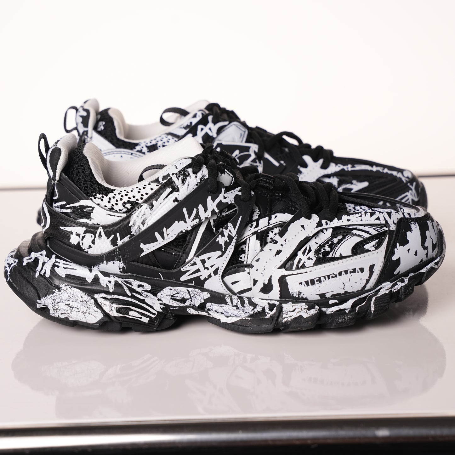 Balenciaga Track Graffiti Dirty Black White
