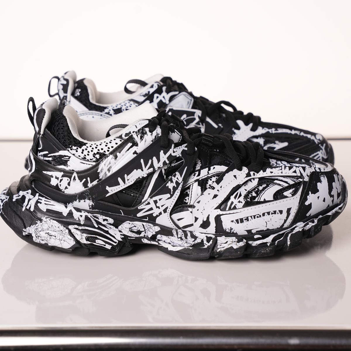 Balenciaga Track Graffiti Dirty Black White