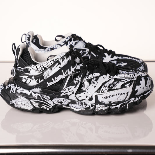 Balenciaga Track Graffiti Dirty Black White