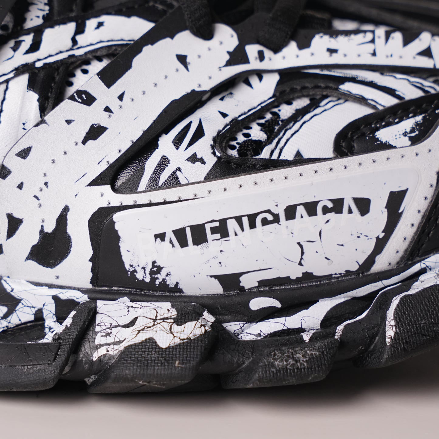 Balenciaga Track Graffiti Dirty Black White