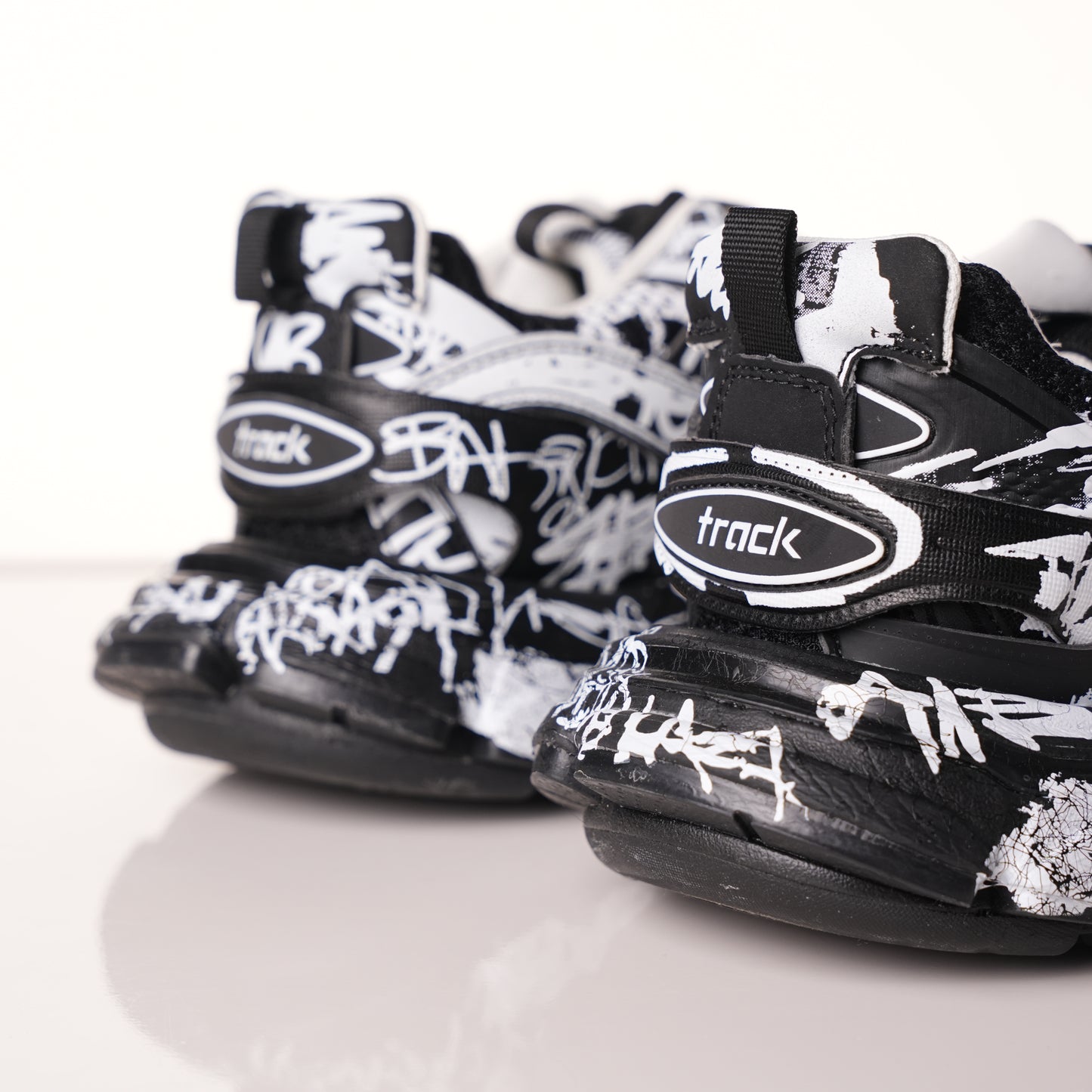 Balenciaga Track Graffiti Dirty Black White
