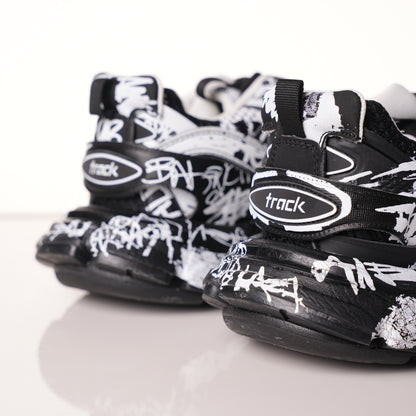Balenciaga Track Graffiti Dirty Black White