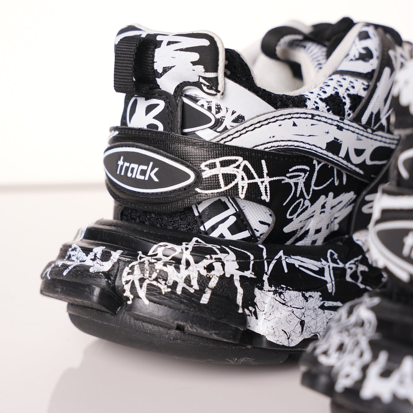 Balenciaga Track Graffiti Dirty Black White