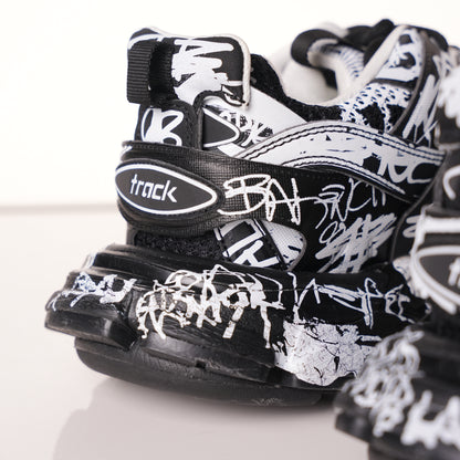 Balenciaga Track Graffiti Dirty Black White