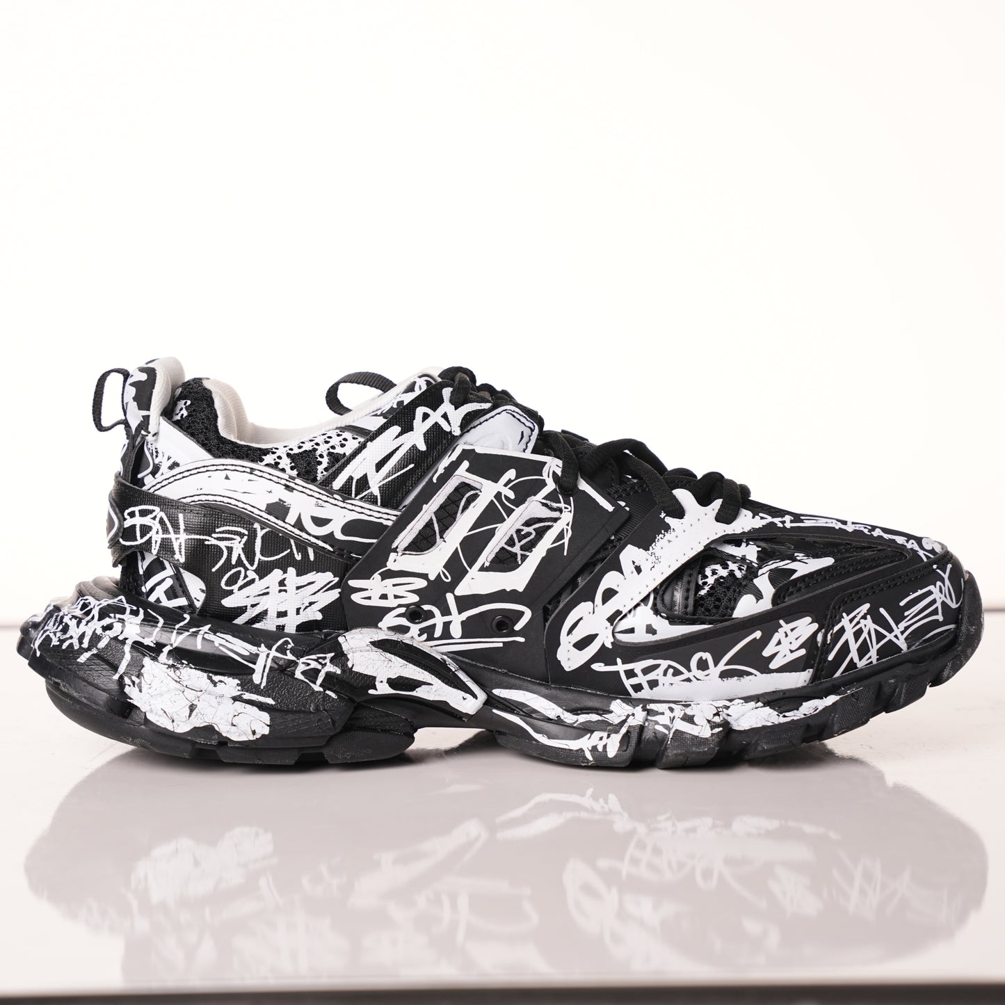 Balenciaga Track Graffiti Dirty Black White