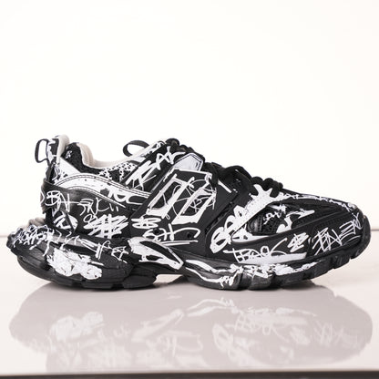 Balenciaga Track Graffiti Dirty Black White