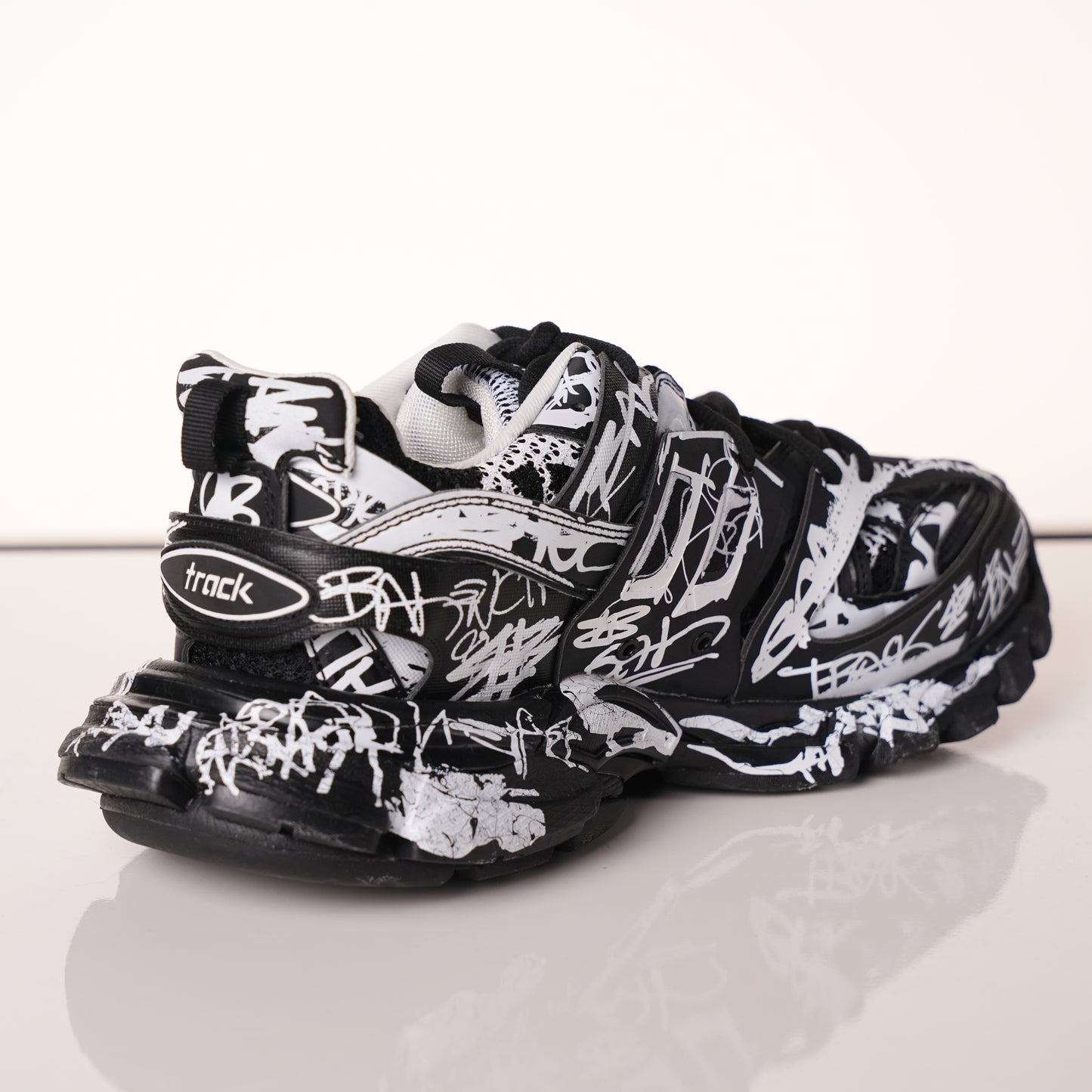 Balenciaga Track Graffiti Dirty Black White